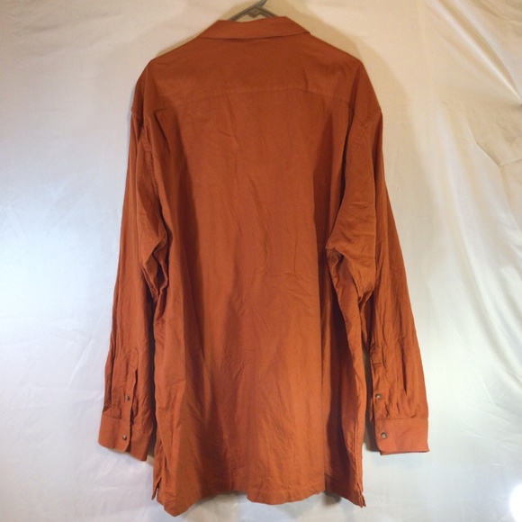 Paul Fredrick Rust Orange Button Up Shirt 3XLT Classic Fit Fall Retro Minimalist - Picture 2 of 9
